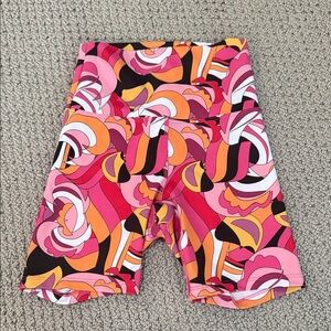 Beach Riot Vibrant Pink & Orange Abstract Print Bike Shorts